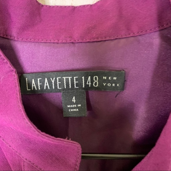 Lafayette 148 Purple Shirt Dress Linen Blend Dress - Picture 3 of 9